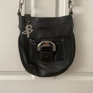 B. MAKOWSKY Leather Bag Crossbody Black Shoulder Handbag 2000s Buckle